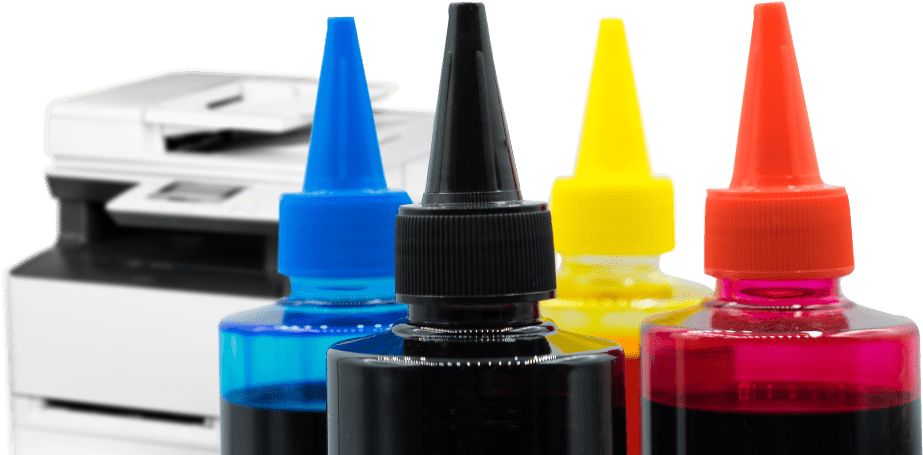 printer and ink bottles