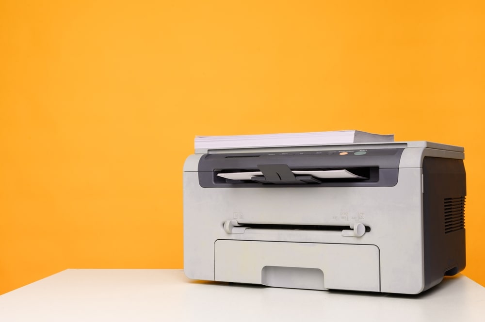 printer with yellow bg