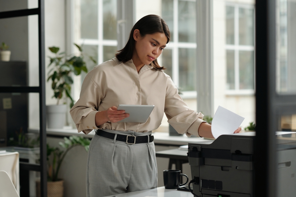 woman printing documents